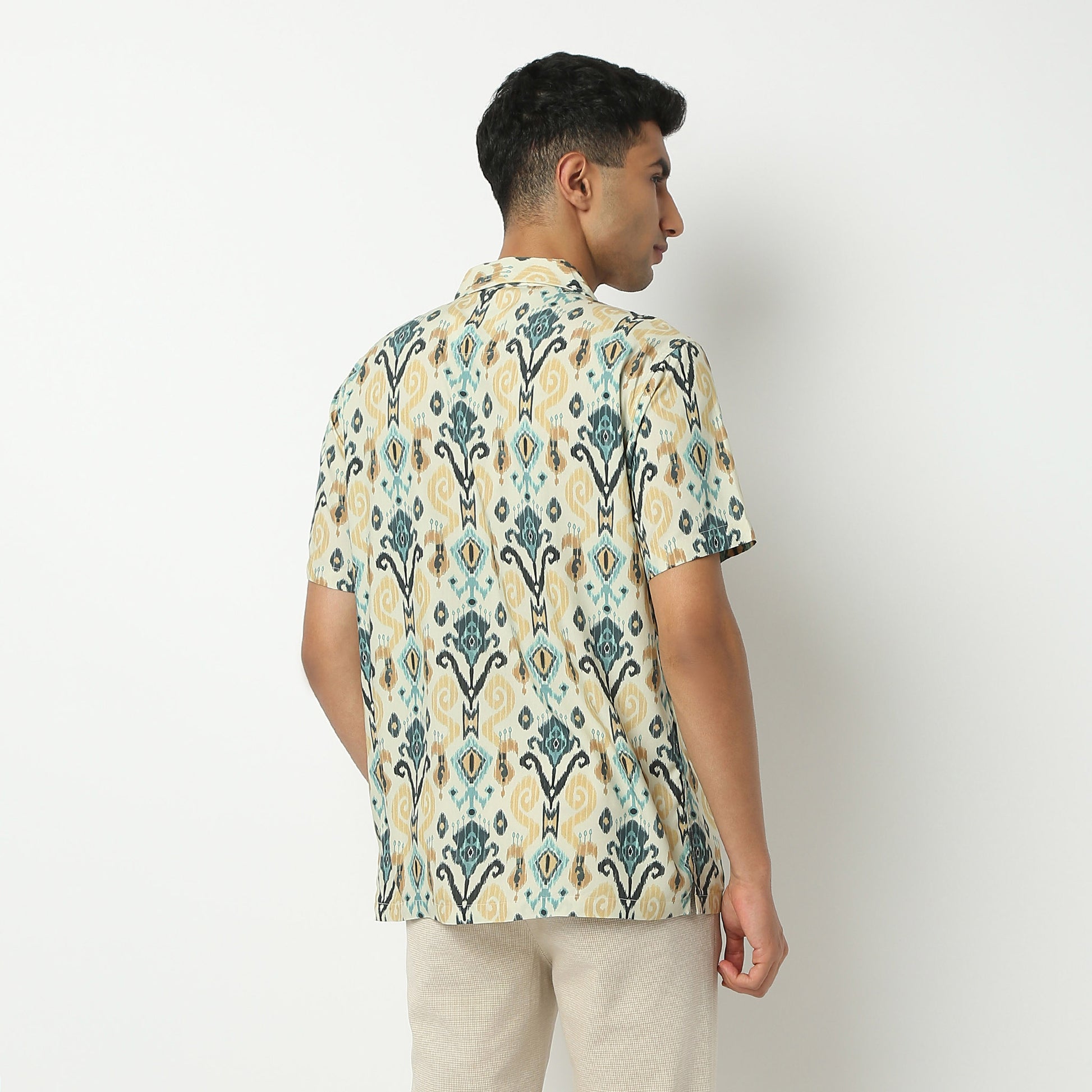 Regular Fit Printed Camp Collar Shirt