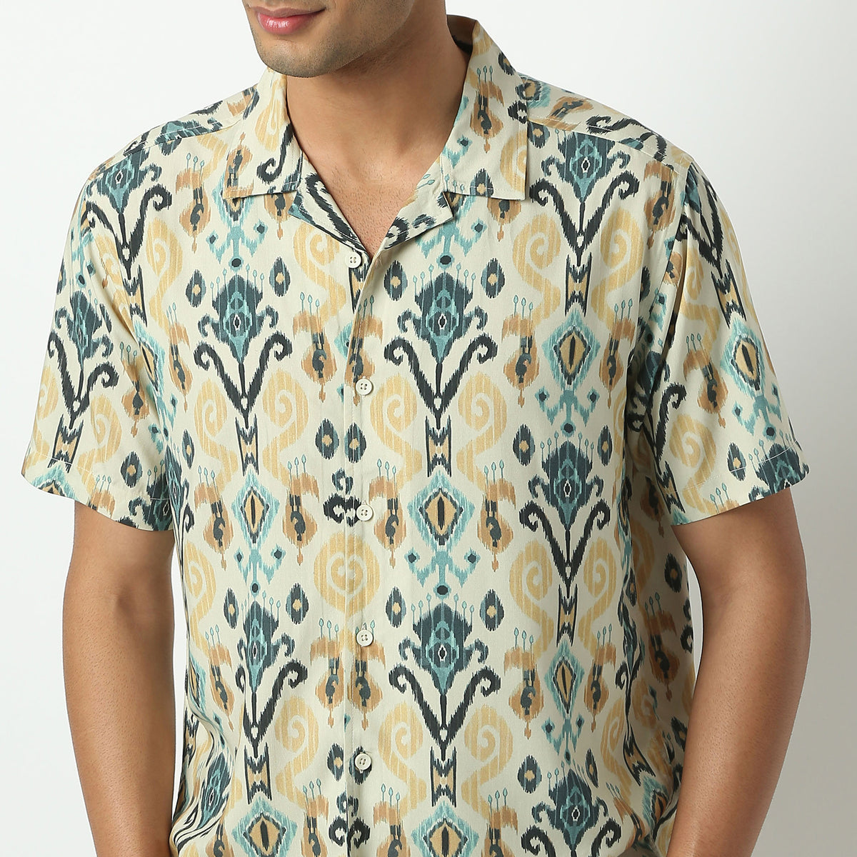 Regular Fit Printed Camp Collar Shirt