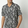 Relaxed Fit Printed Camp Collar Shirt