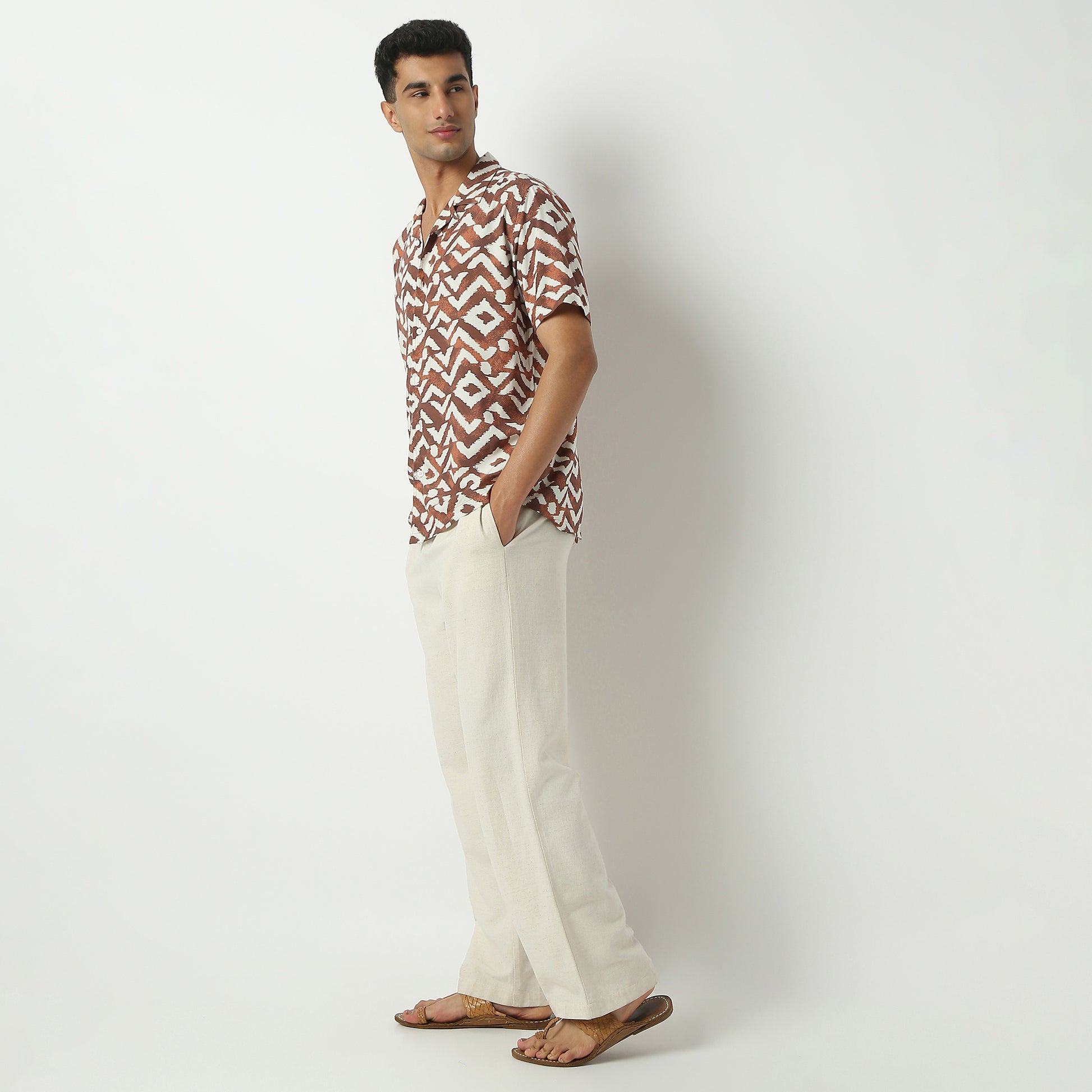 Relaxed Fit Digital Print Camp Collar Shirt