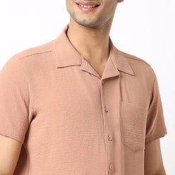 Regular Fit Solid Camp Collar Shirt