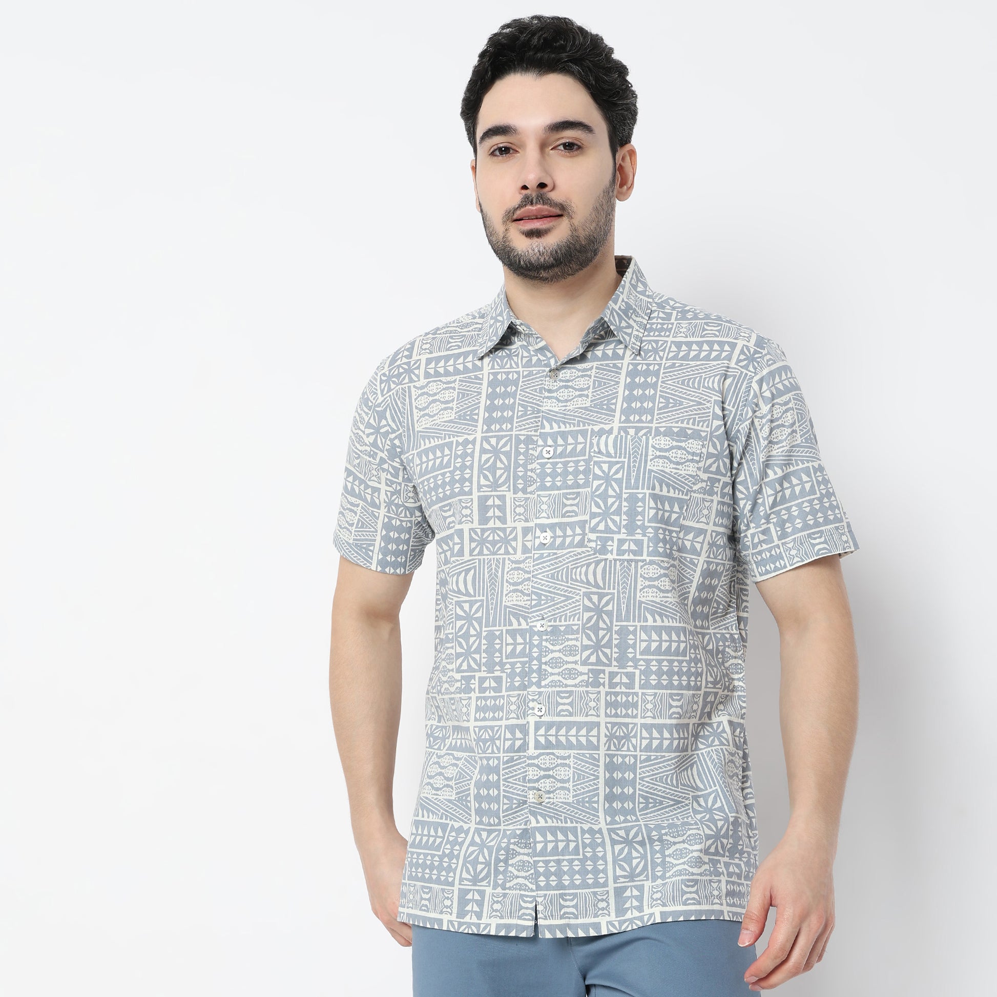 Regular Fit Printed Shirt Collar Shirt