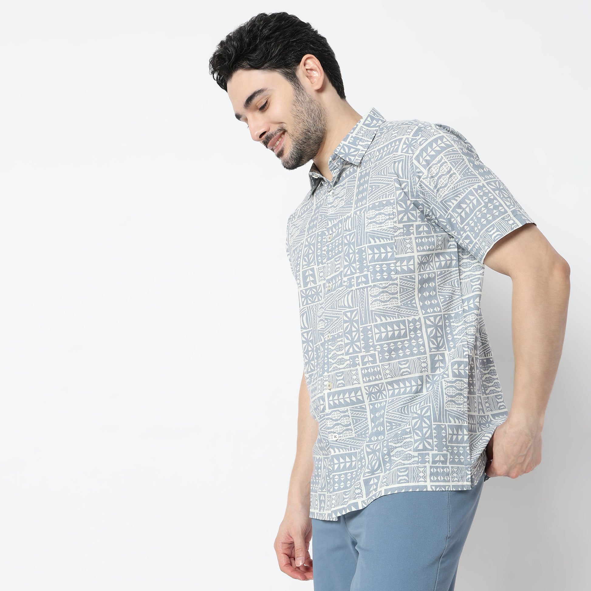 Regular Fit Printed Shirt Collar Shirt