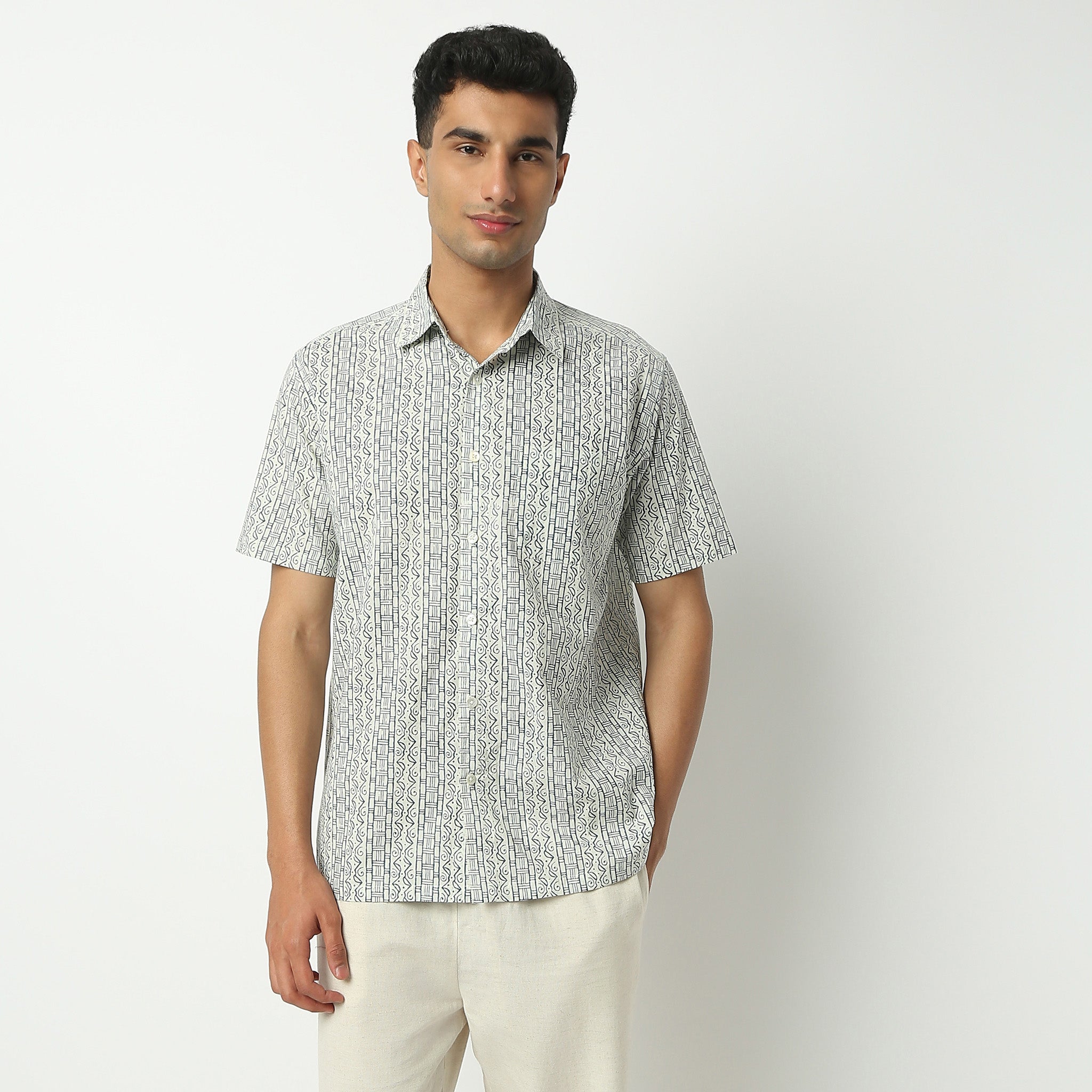 Regular Fit Printed Shirt Collar Shirt