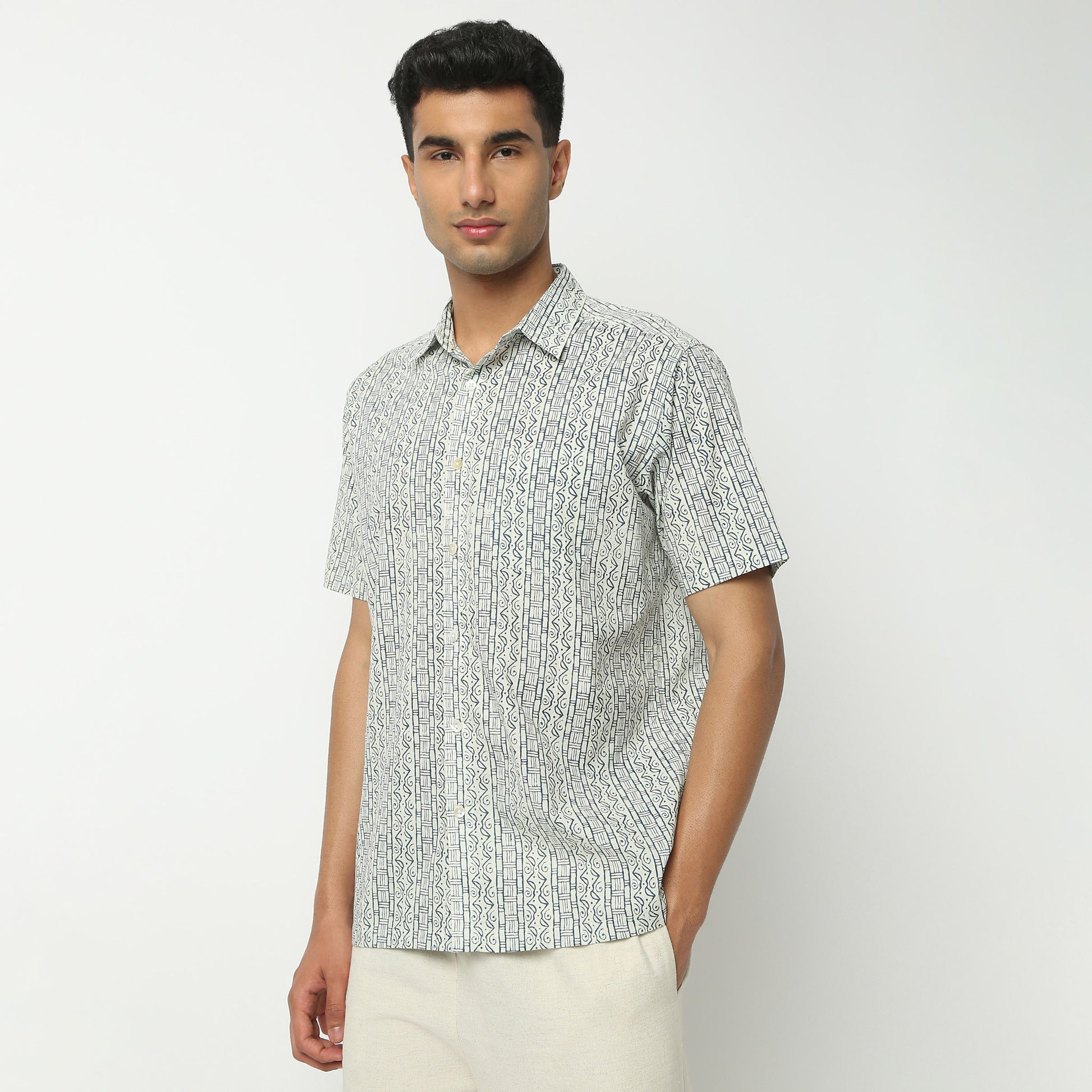 Regular Fit Printed Shirt Collar Shirt