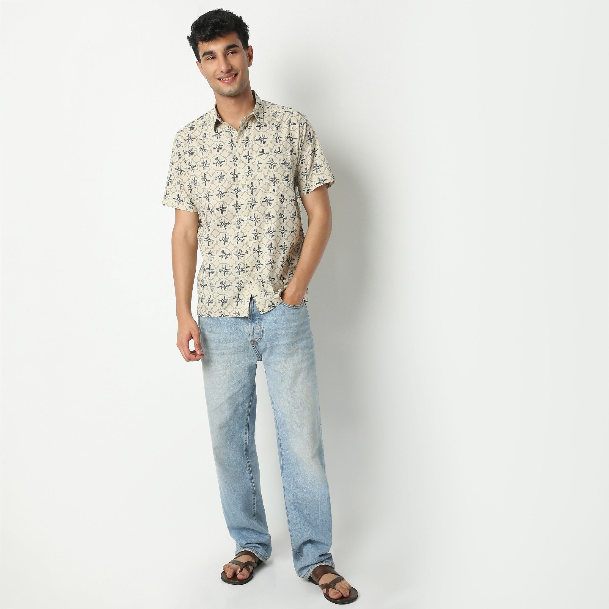 Regular Fit Printed Shirt Collar Shirt