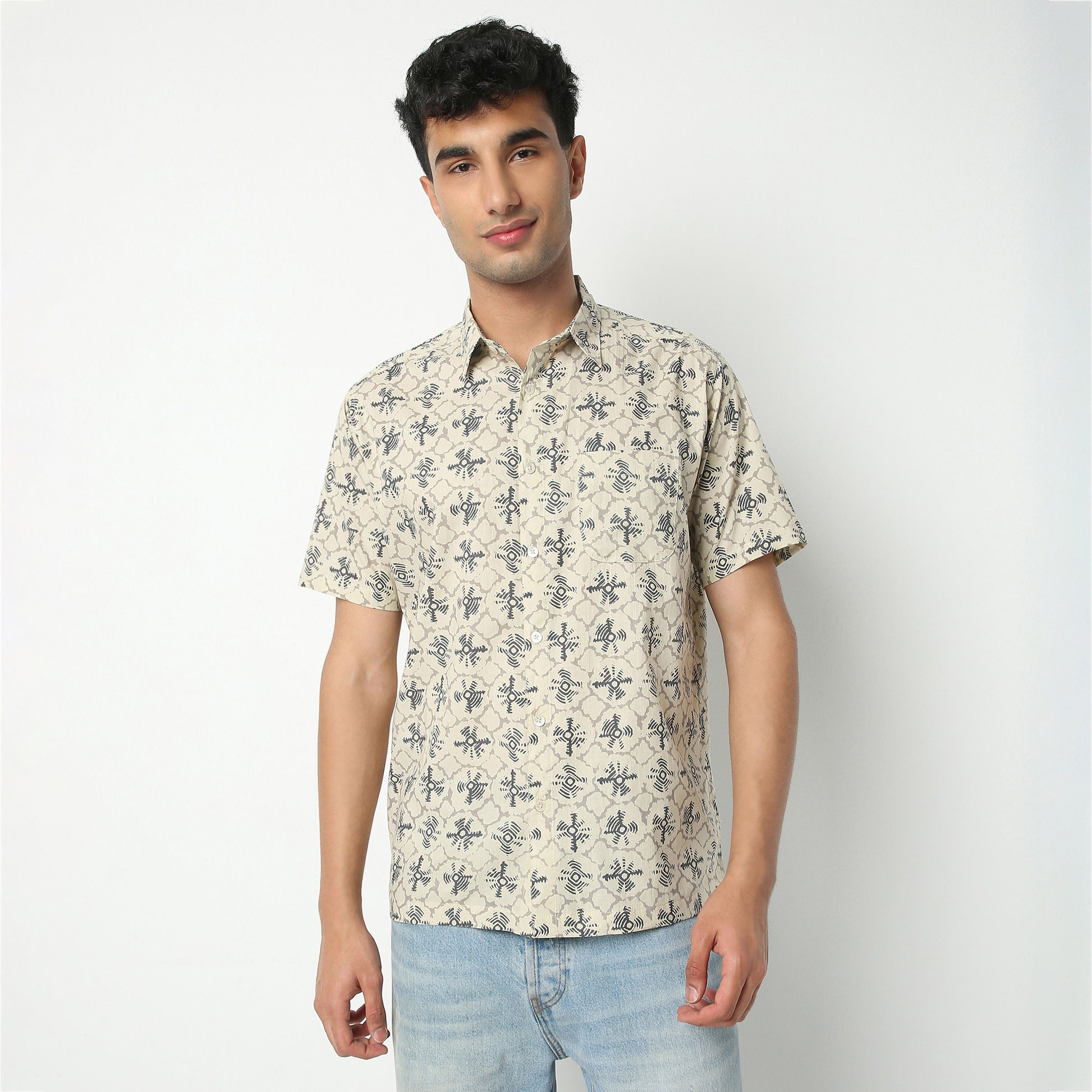 Regular Fit Printed Shirt Collar Shirt