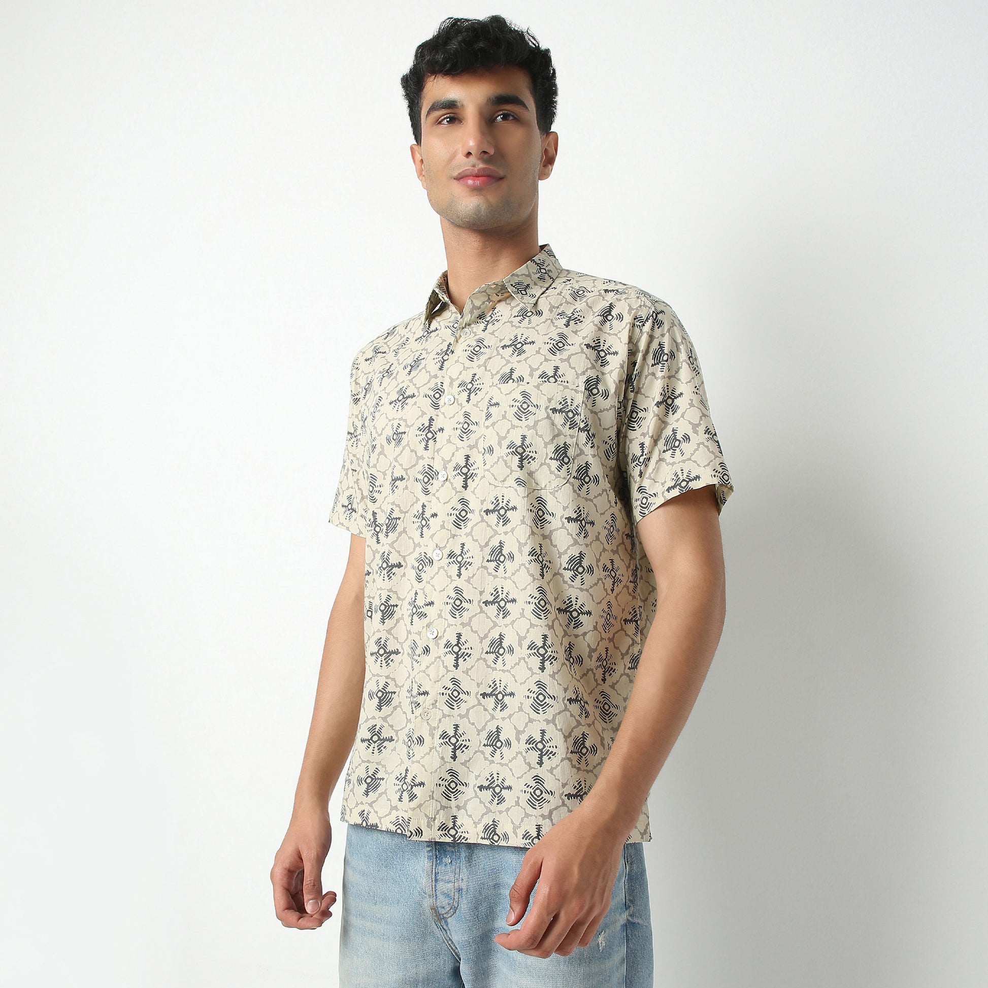 Regular Fit Printed Shirt Collar Shirt