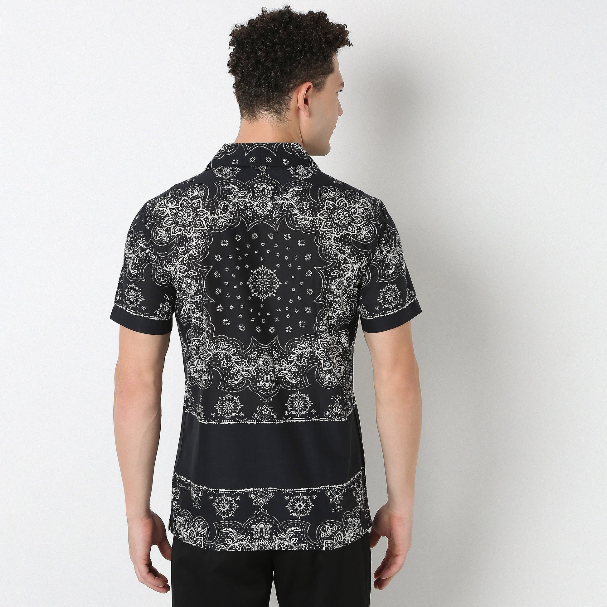 Relaxed Fit Cuban Block Print Shirt