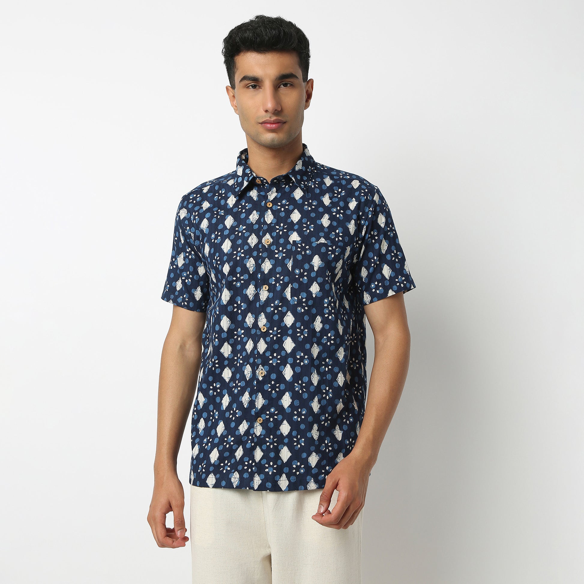 Regular Fit Printed Shirt Collar Shirt