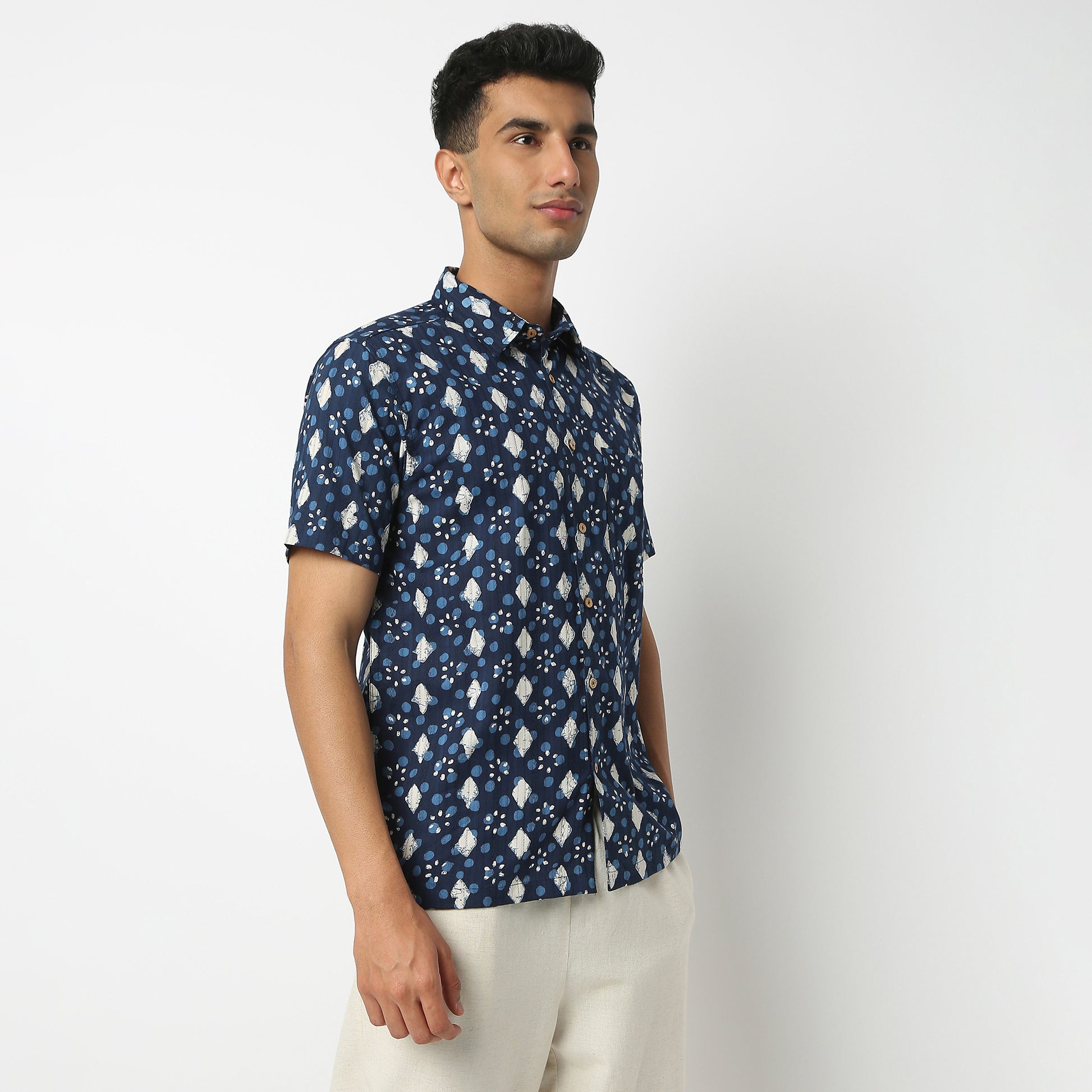 Regular Fit Printed Shirt Collar Shirt