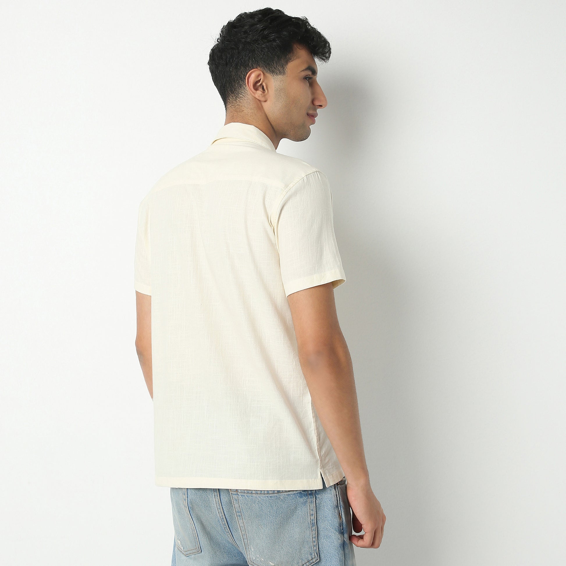 Relaxed Fit Jacquard Camp Collar Shirt