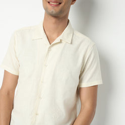 Relaxed Fit Jacquard Camp Collar Shirt