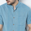 Regular Fit Striped Mandarin Collar Shirt