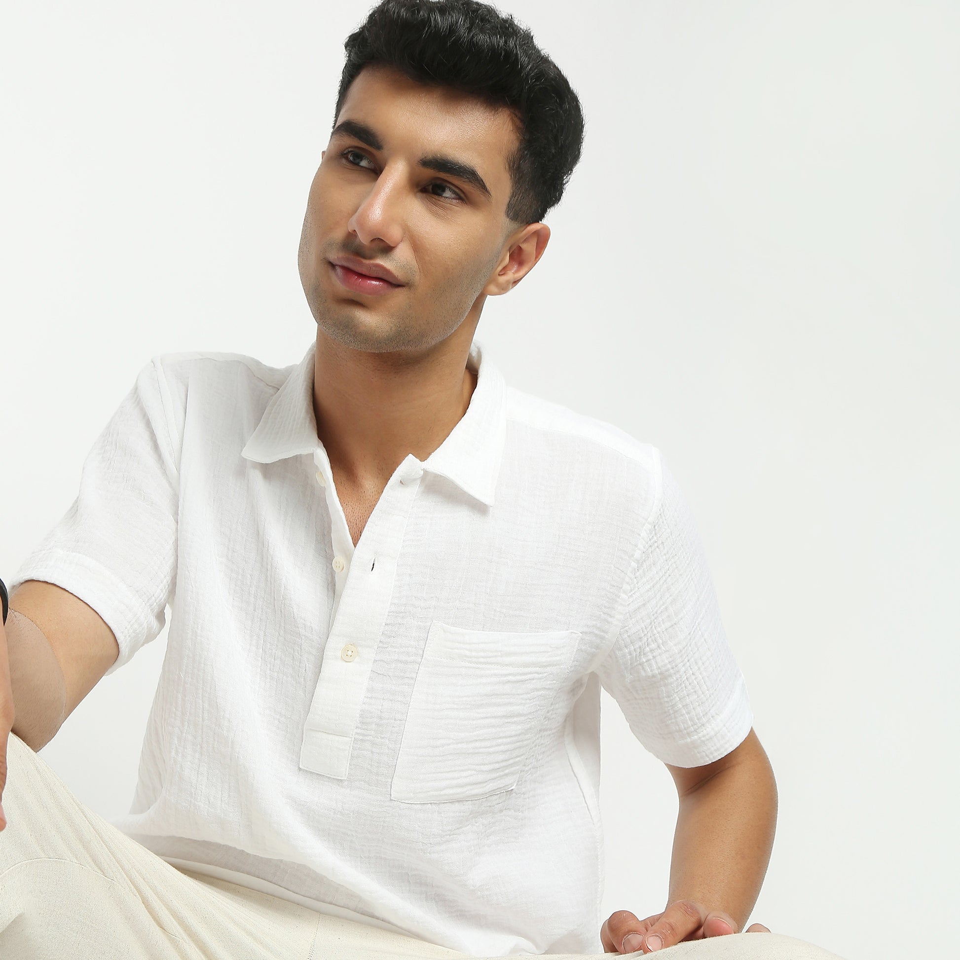 Regular Fit Solid Polo Neck Shirt