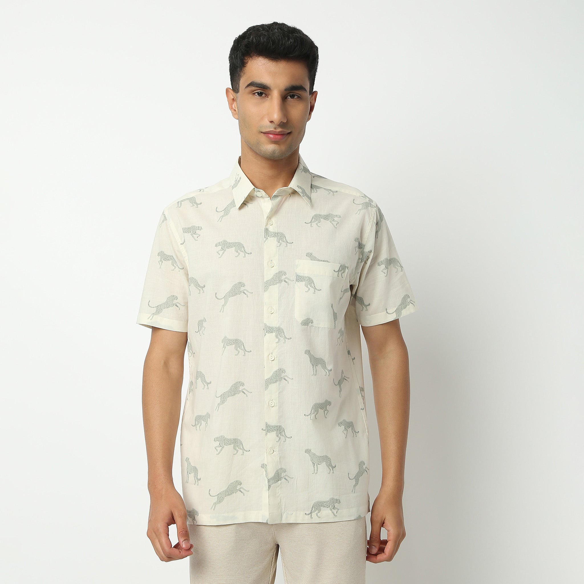 Regular Fit Printed Shirt Collar Shirt