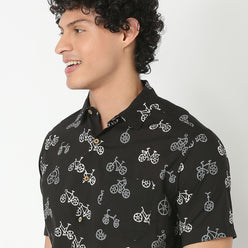 Collar Short Length Printed Shirt