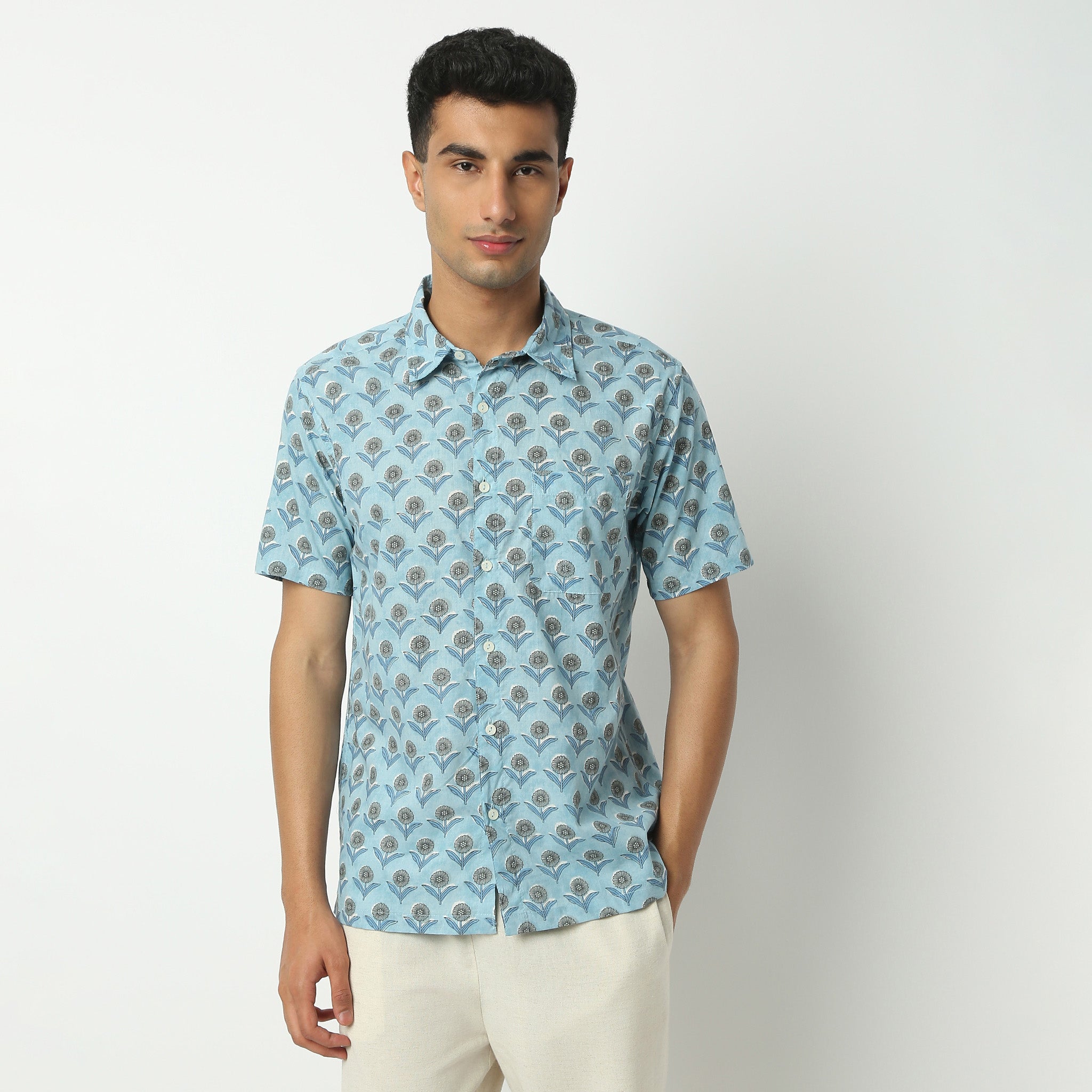 Regular Fit Printed Shirt Collar Shirt