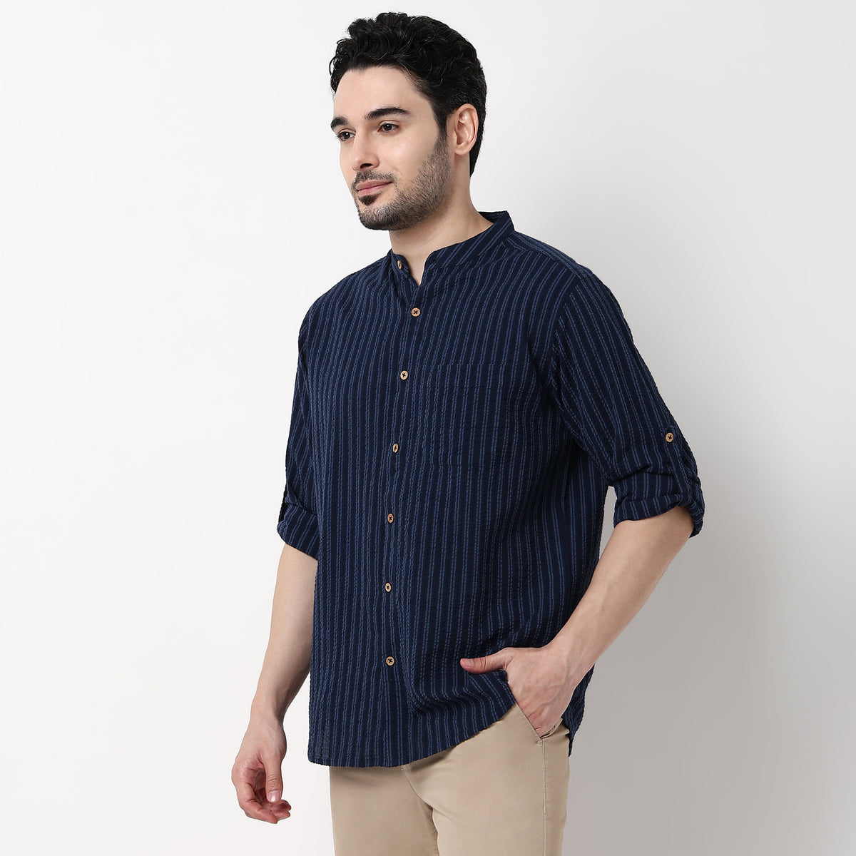 Mandarin Stripes Shirt