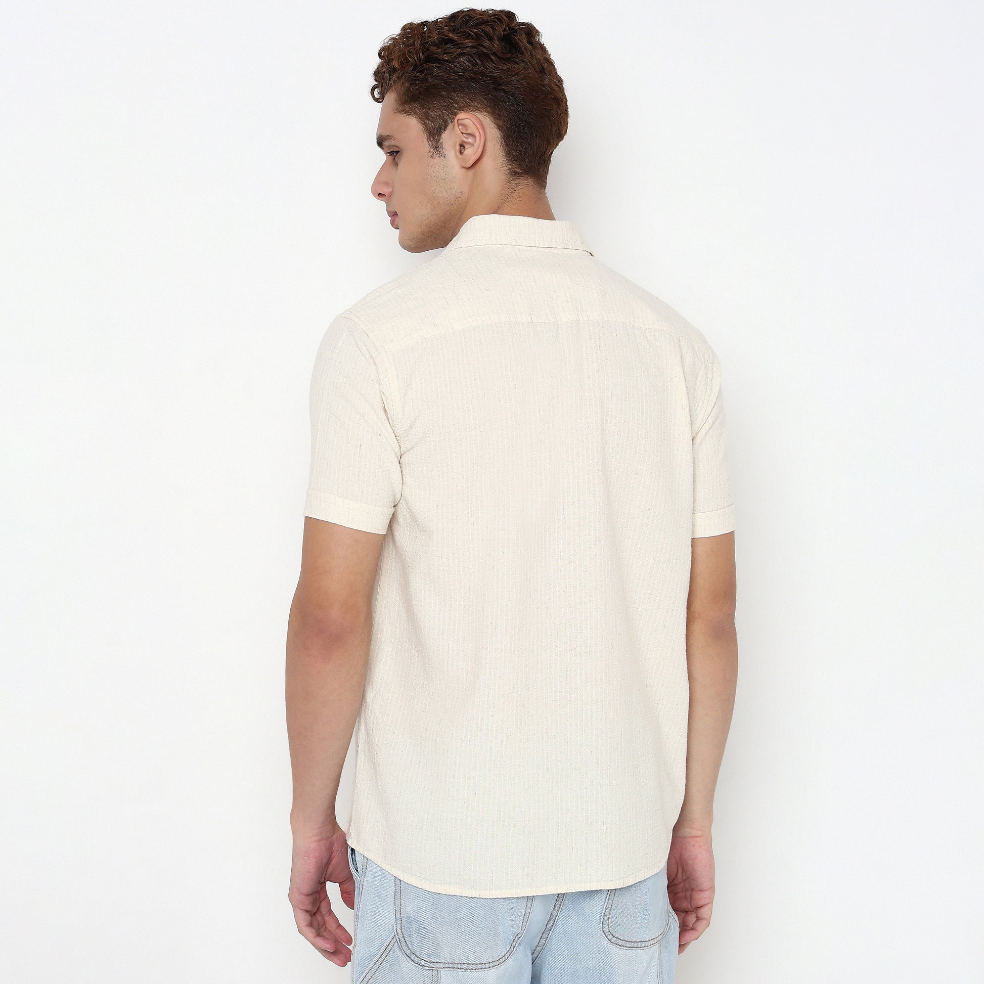 Striped Solid Half Sleeve Shirt