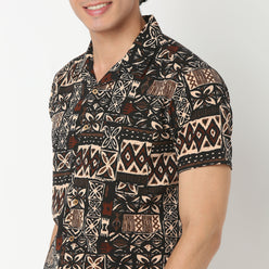 Camp Collar Short Length Printed Relaxed Fit Shirt