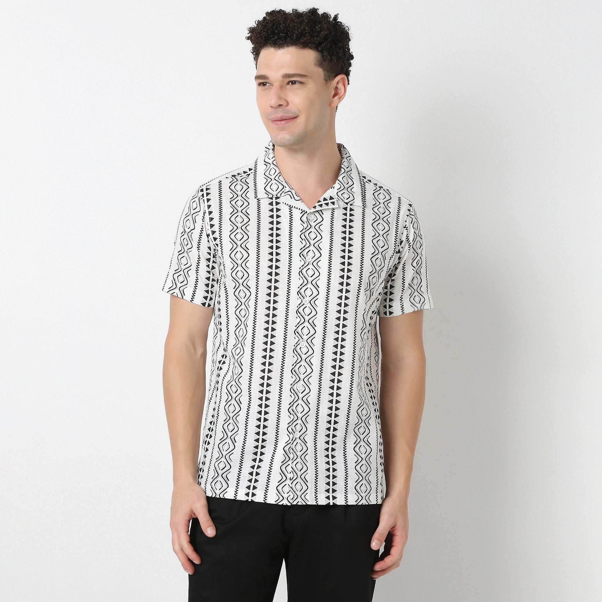 Relaxed Fit Cuban Printed Shirt