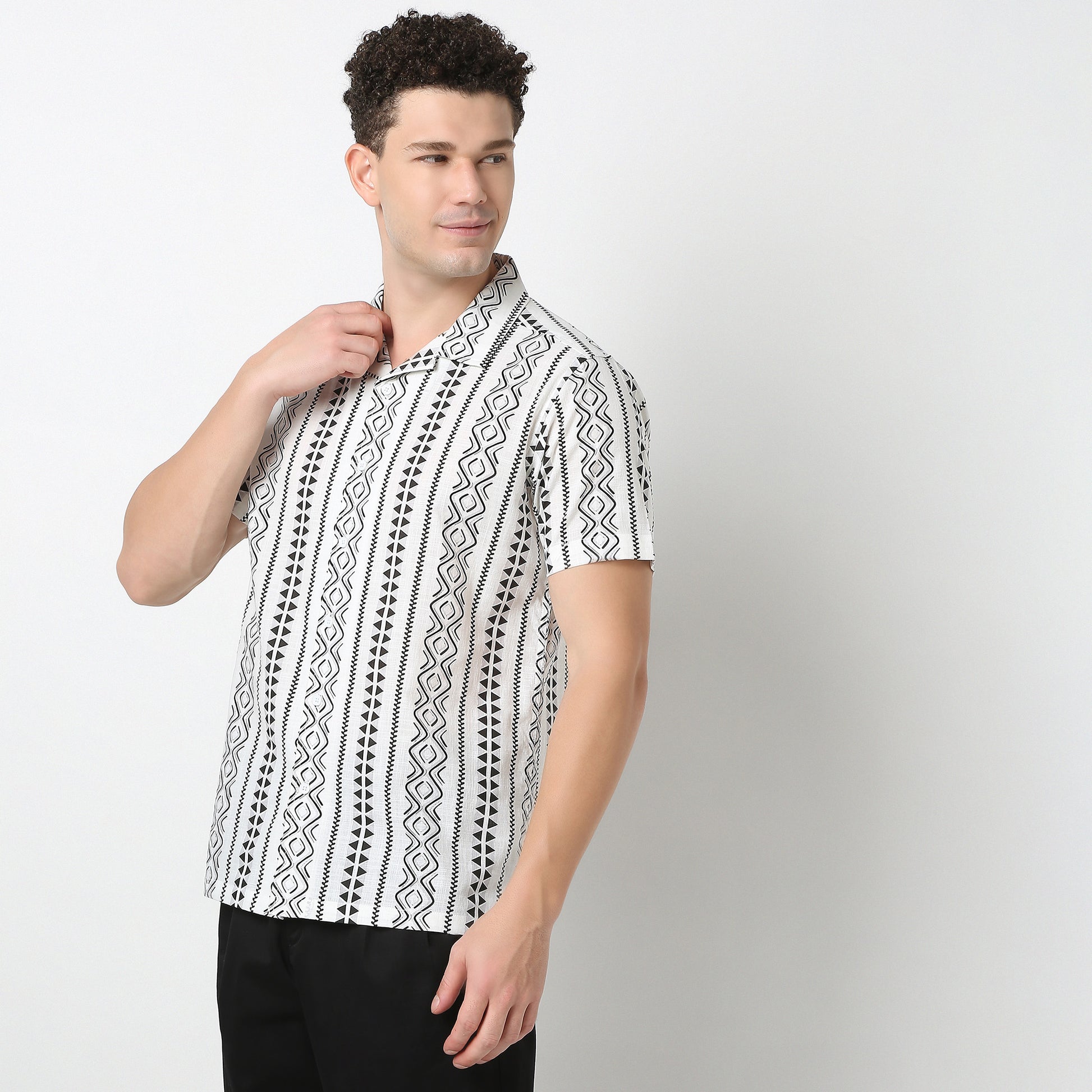 Relaxed Fit Cuban Printed Shirt