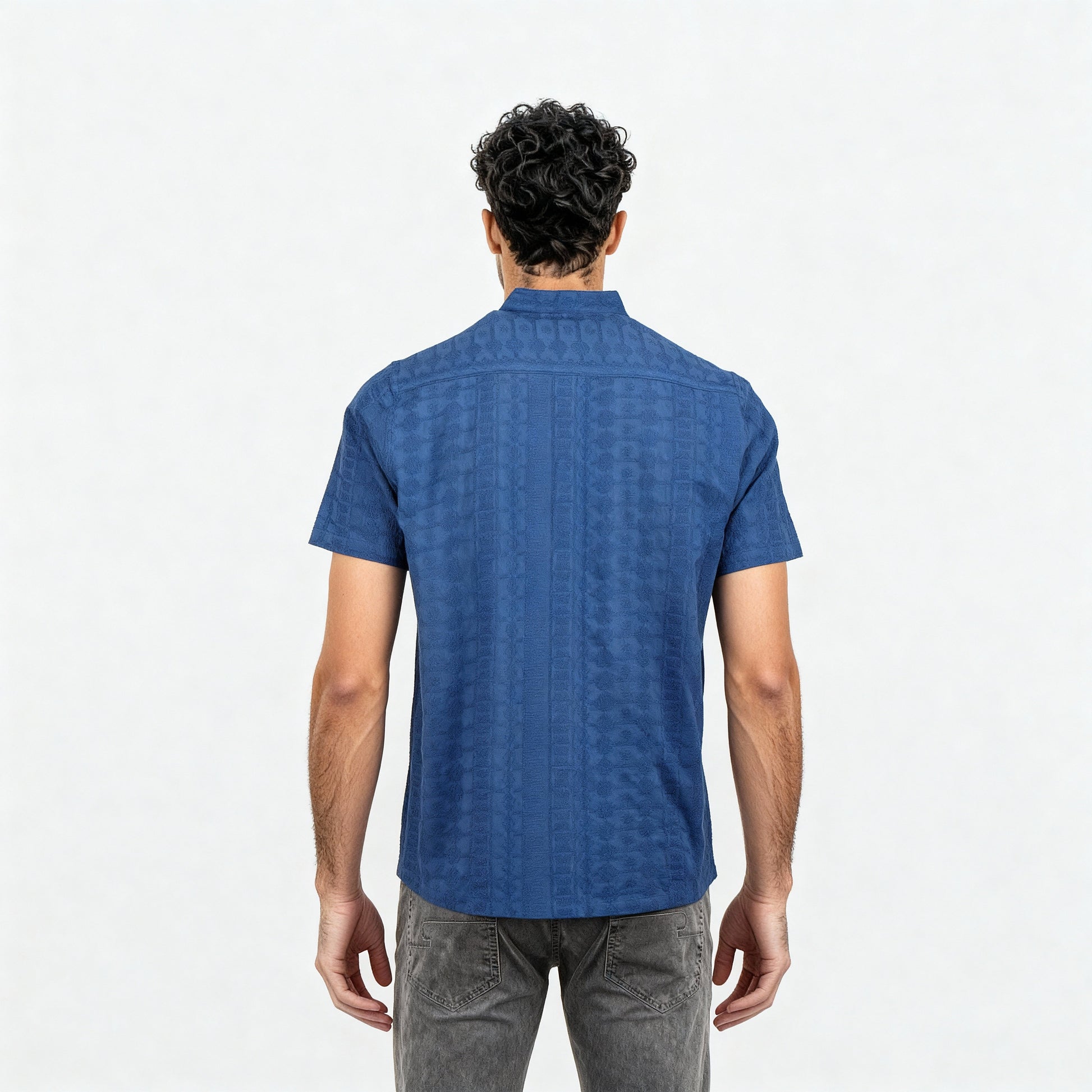 Cotton Mandarin Schiffli Shirt