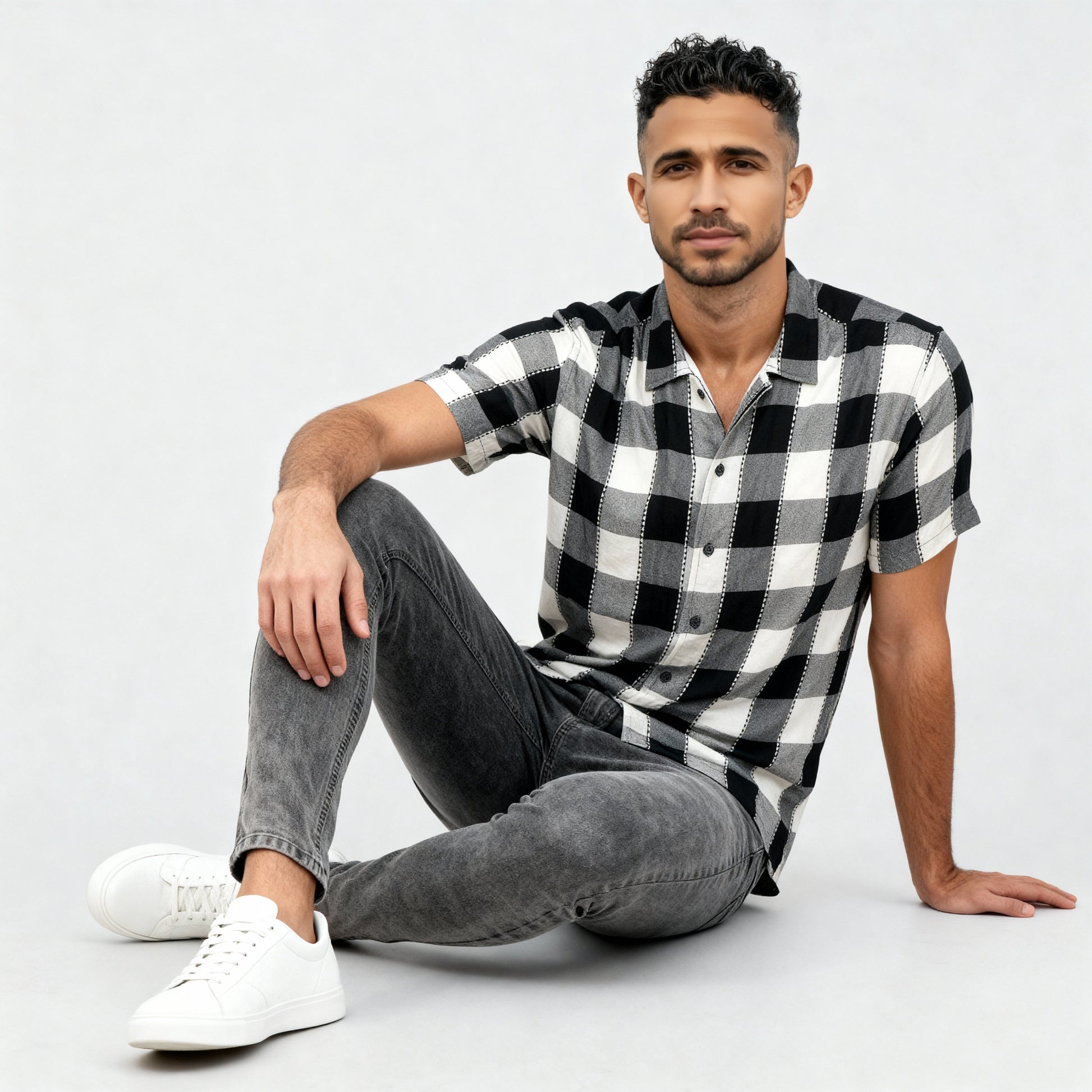 Checkered Point Down Yarn Dyed Shirt