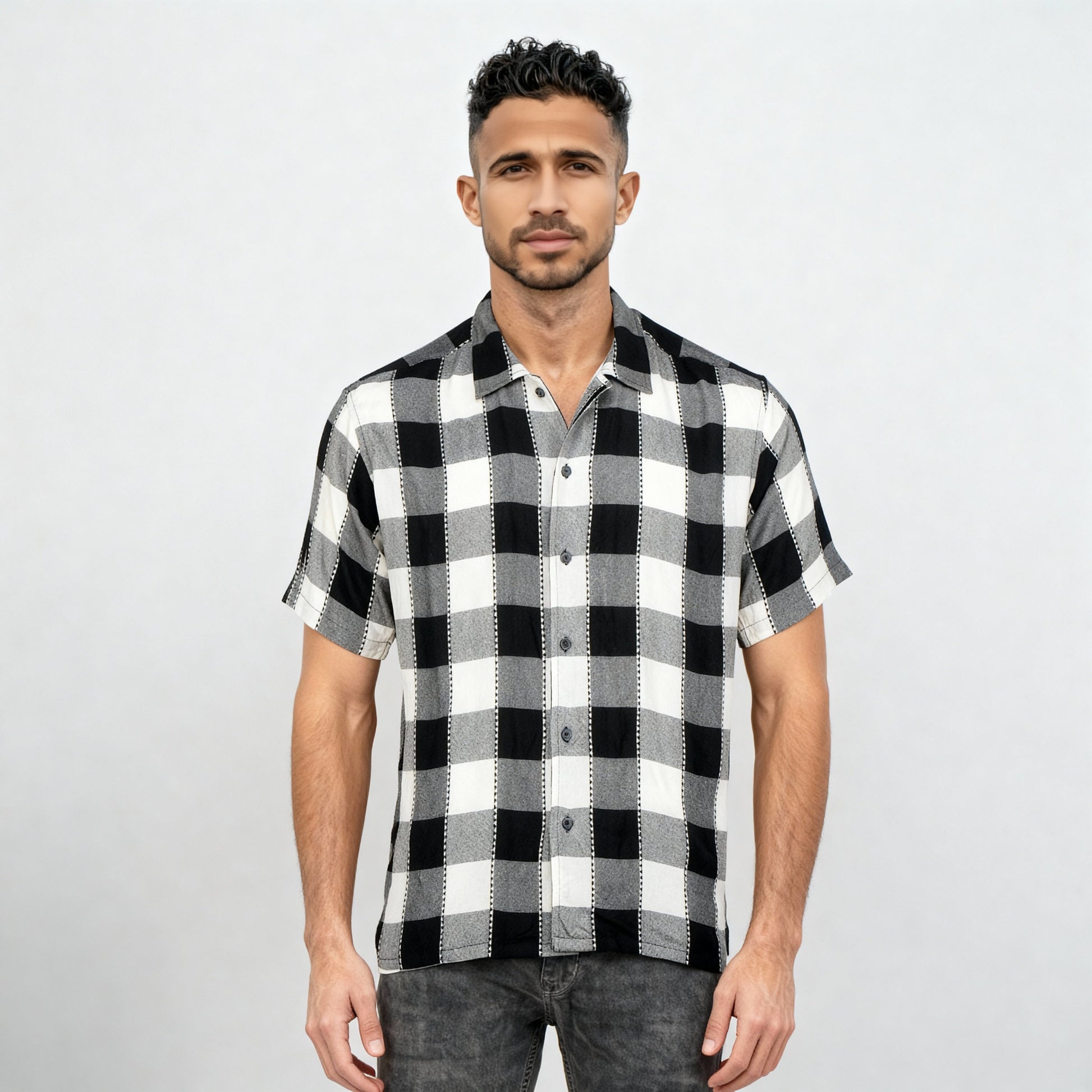 Checkered Point Down Yarn Dyed Shirt