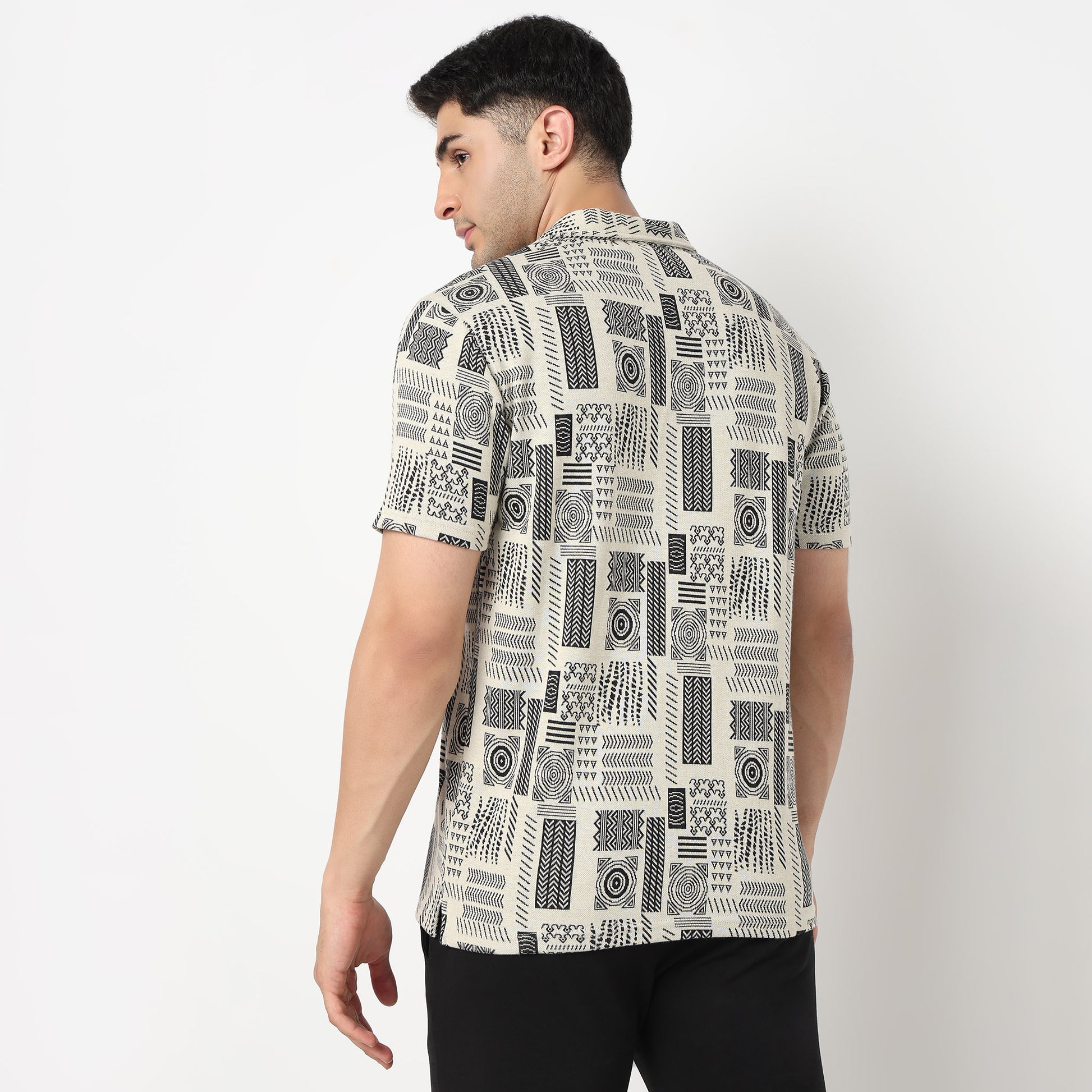 Cotton Ethnic Camp Collar Shirt With Tribal Print