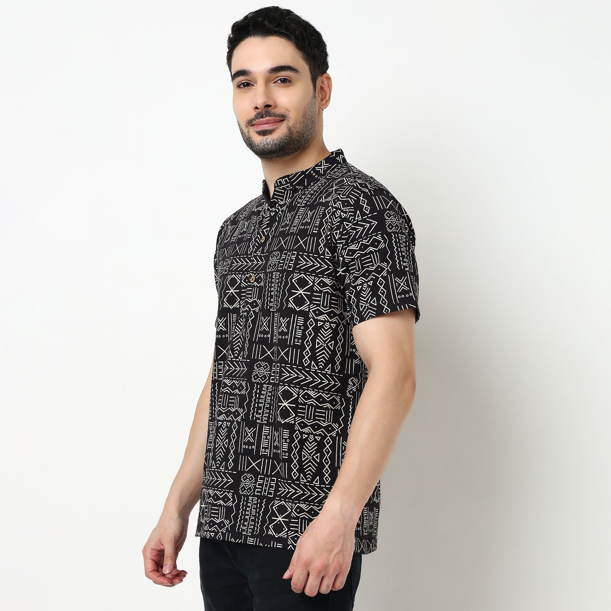 Printed Cotton Half Sleeve Kurta