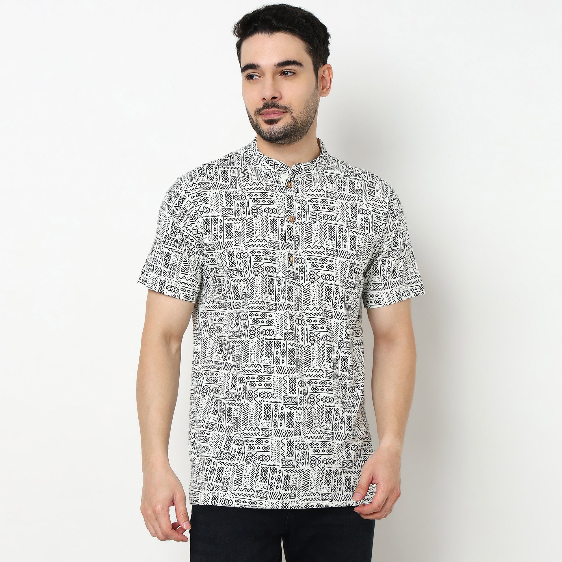 Printed Cotton Half Sleeve Kurta