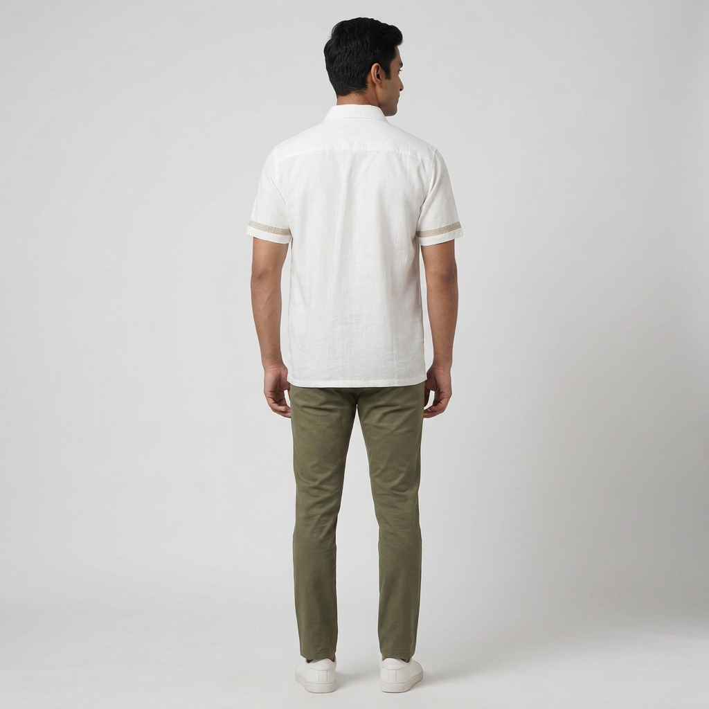 Cotton Embroidered Straight Shirt