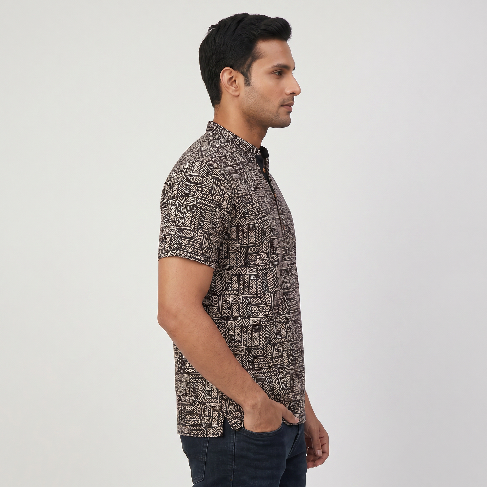 Cotton Printed Straight Shirt