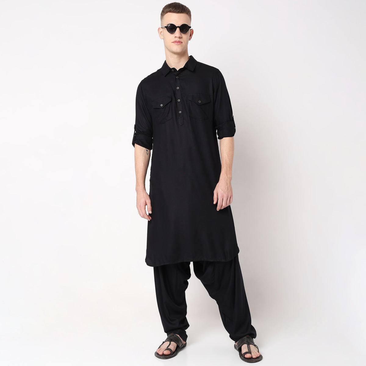 Men Wearing Regular Fit Solid Ethnic Set