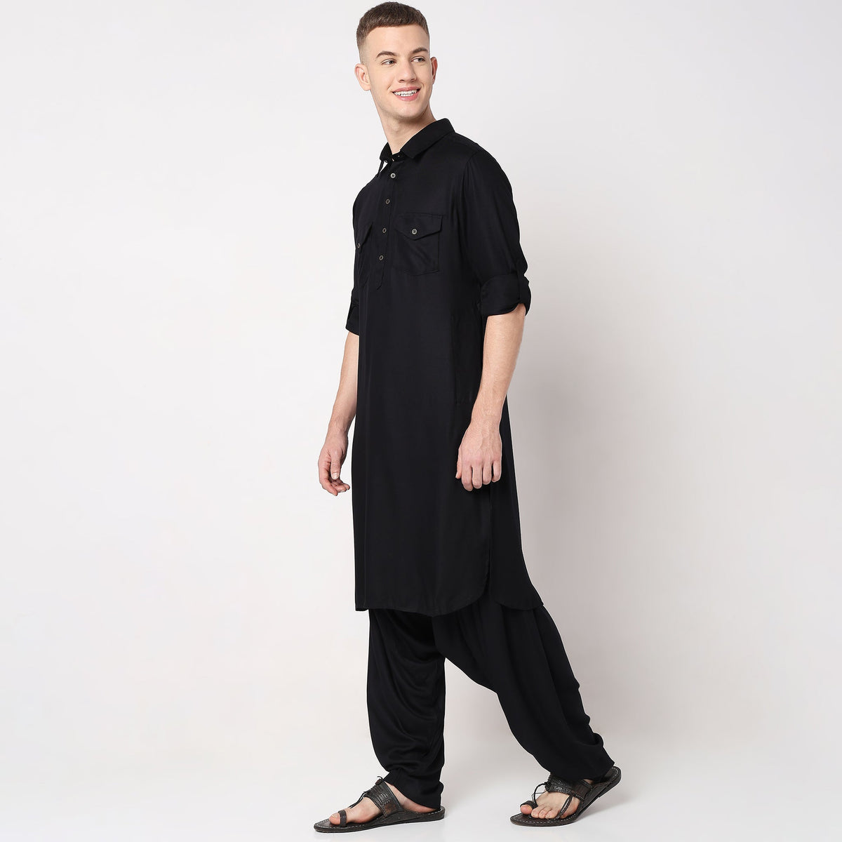 Men Wearing Regular Fit Solid Ethnic Set