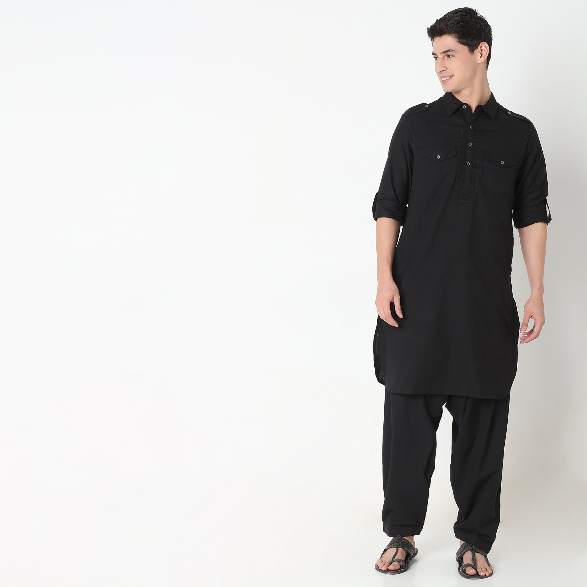 Regular Fit Solid Kurta with Patiyala Set