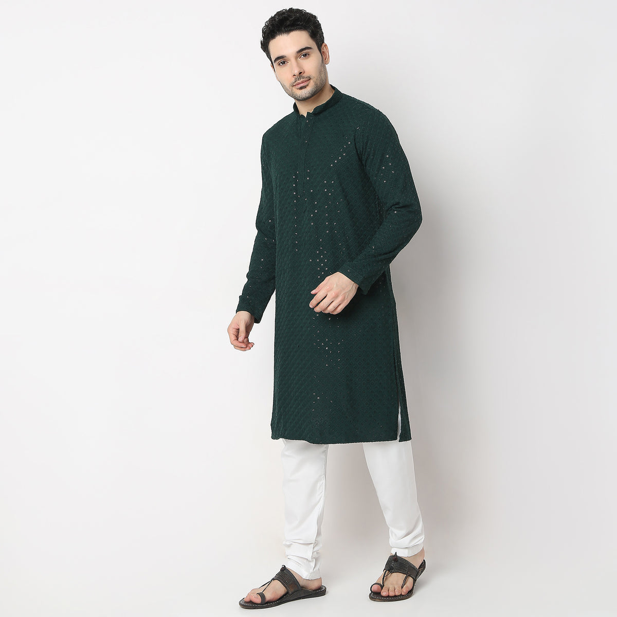 Regular Fit Embroidered Kurta with Pant Set