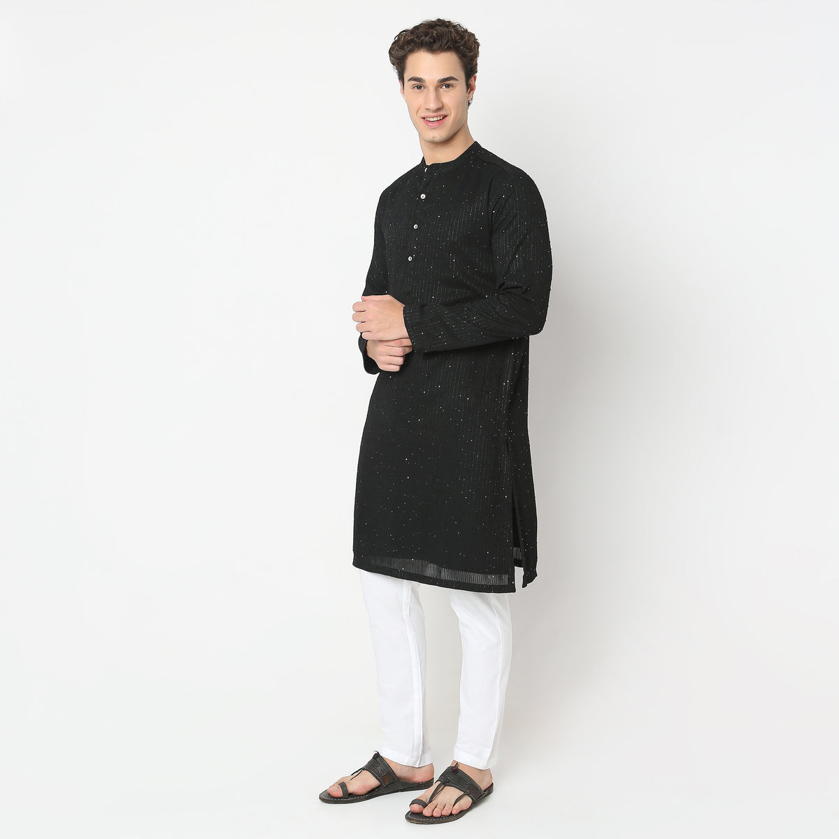 Regular Fit Embroidered Kurta with Pyjama Set