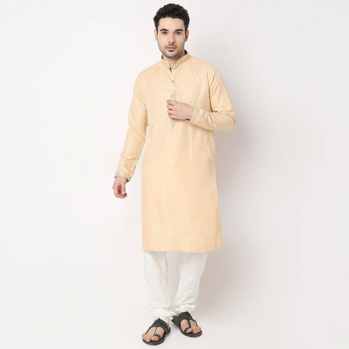 Regular Fit Jacquard Kurta with Pant Set