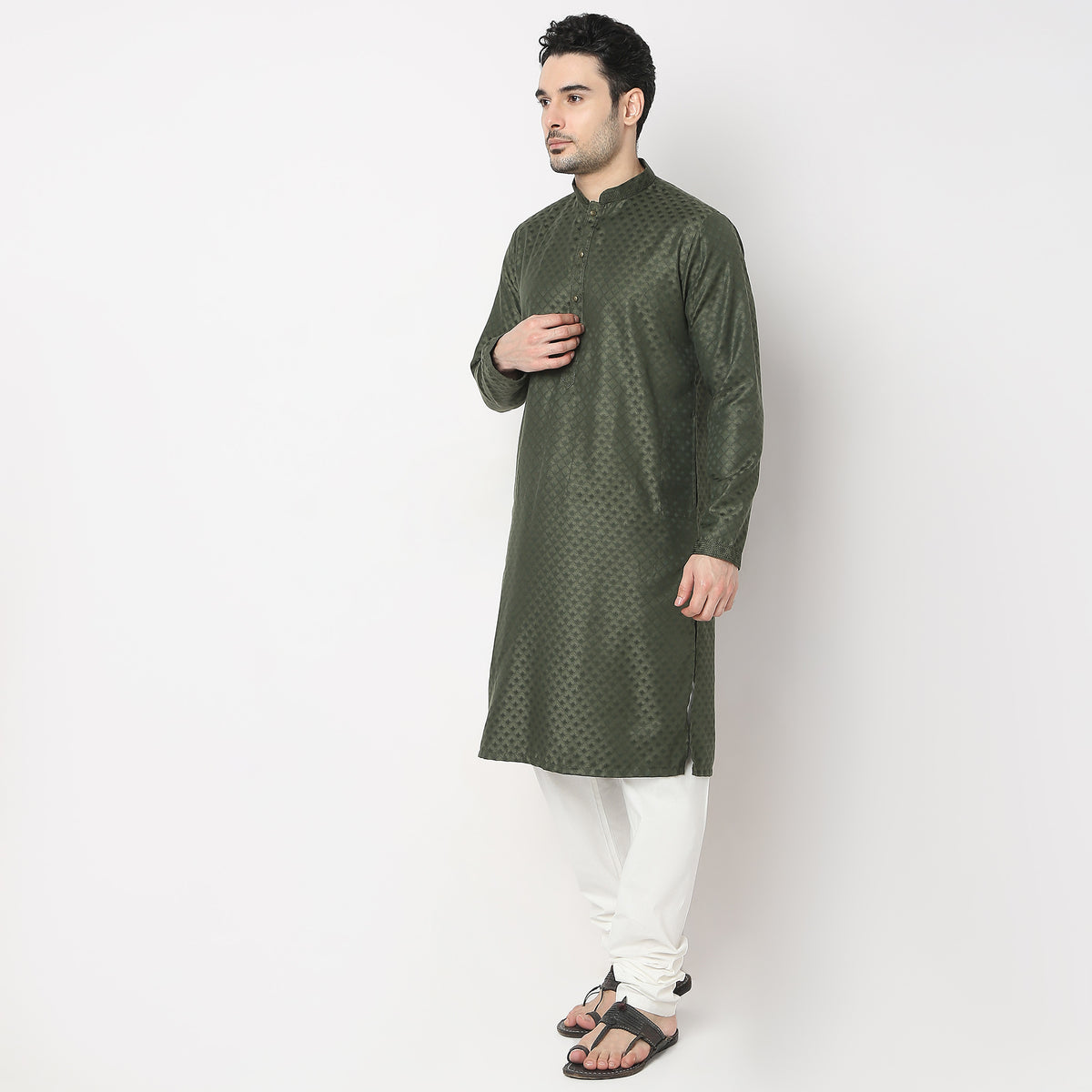 Regular Fit Jacquard Kurta with Pant Set