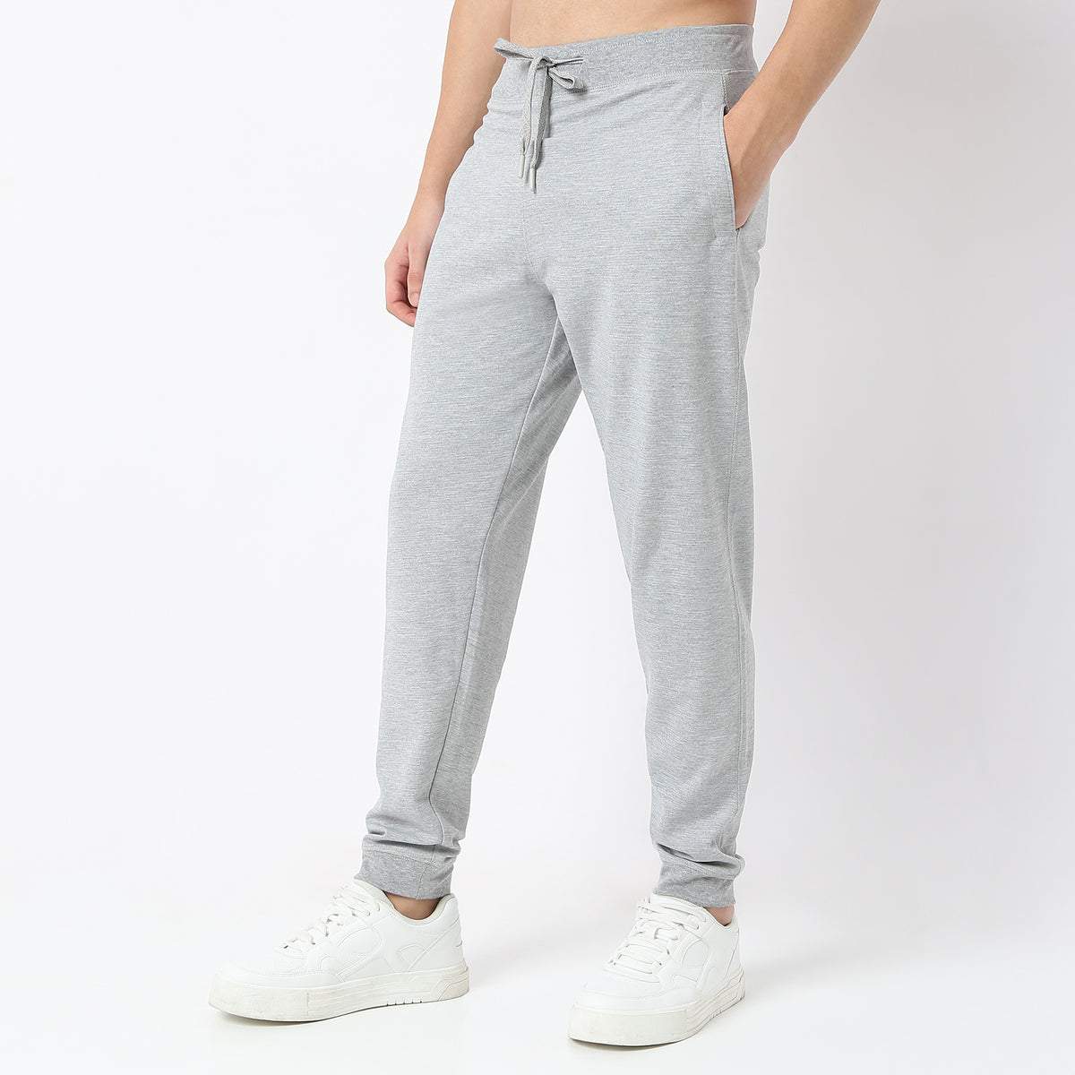 Regular Fit Solid Mid Rise Trackpants