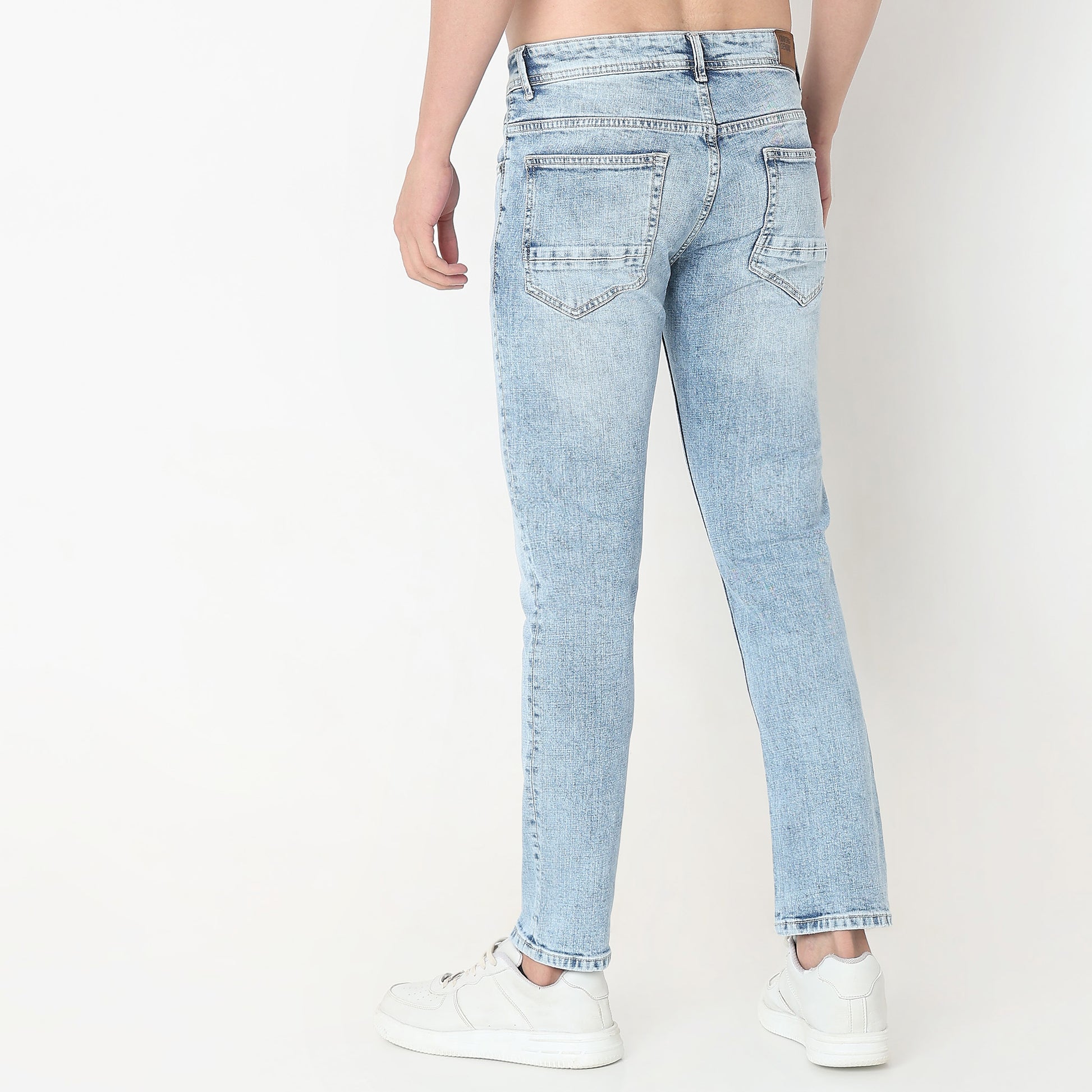 Slim Fit Solid Mid Rise Jeans