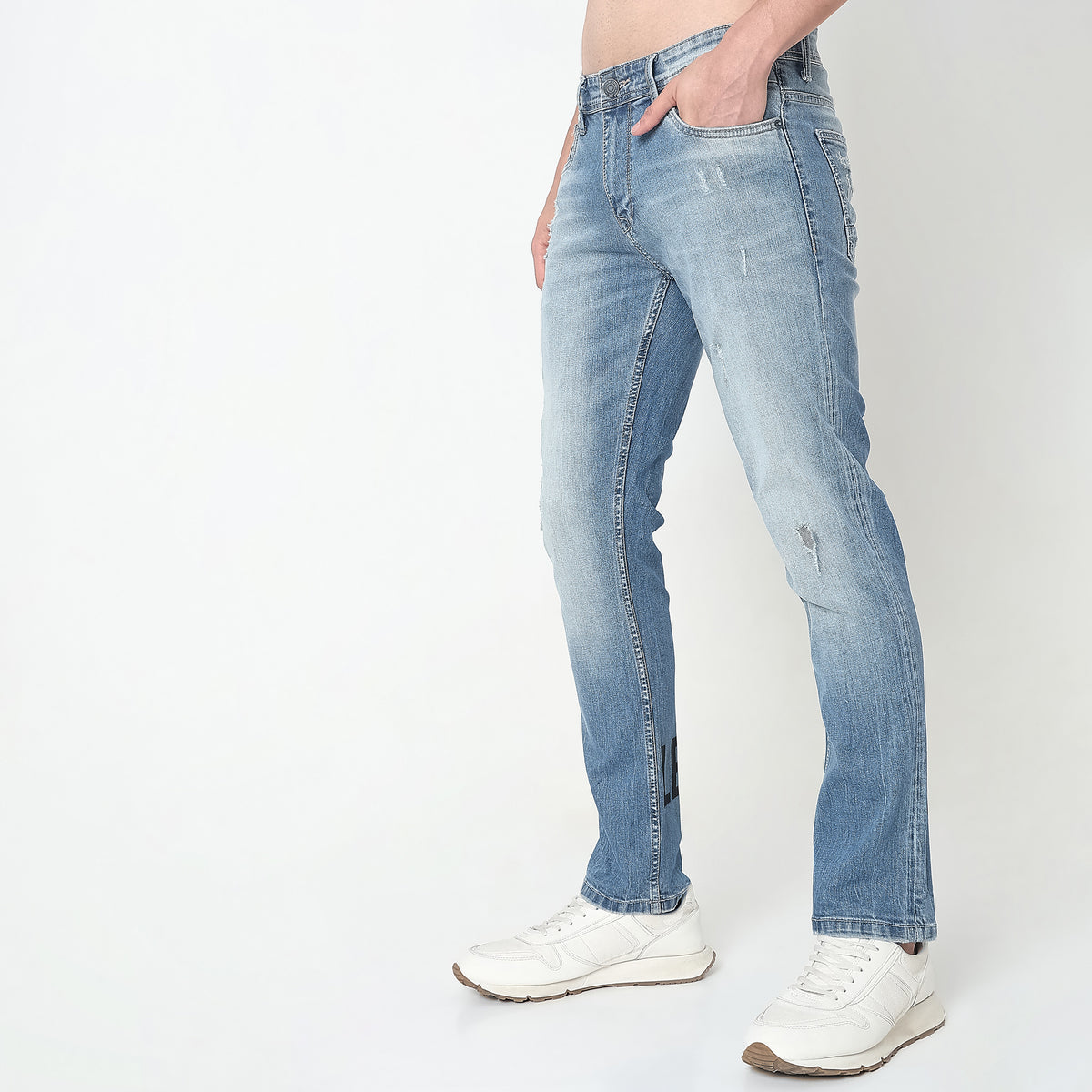 Slim Fit Solid Mid Rise Jeans