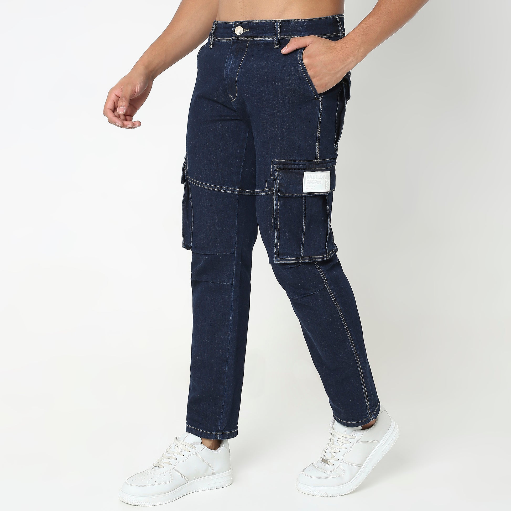 Regular Fit Solid Mid Rise Jeans