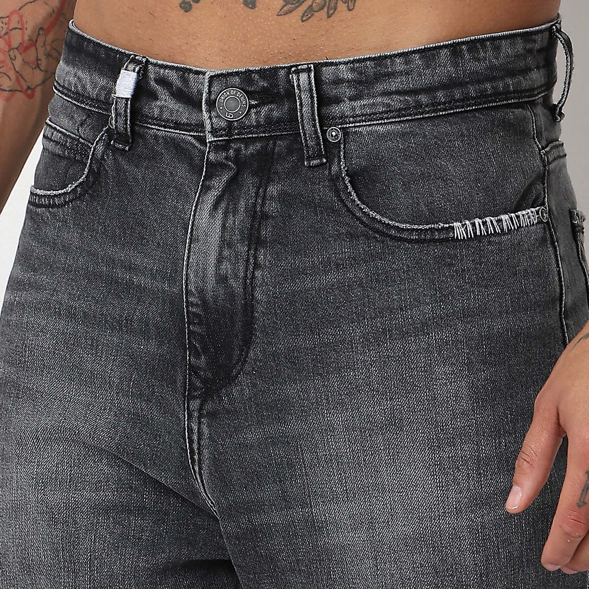 Baggy Fit Solid Mid Rise Jeans