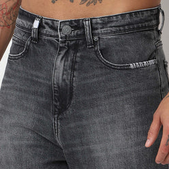 Baggy Fit Solid Mid Rise Jeans