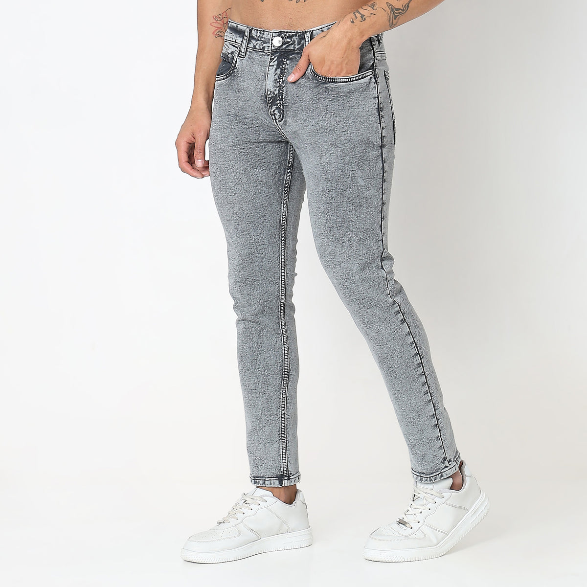 Skinny Comfort Solid Mid Rise Jeans