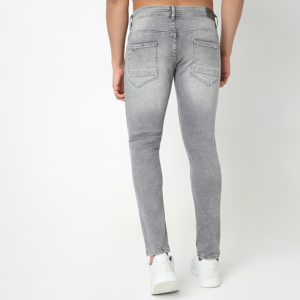 Skinny Fit Solid Mid Rise Jeans